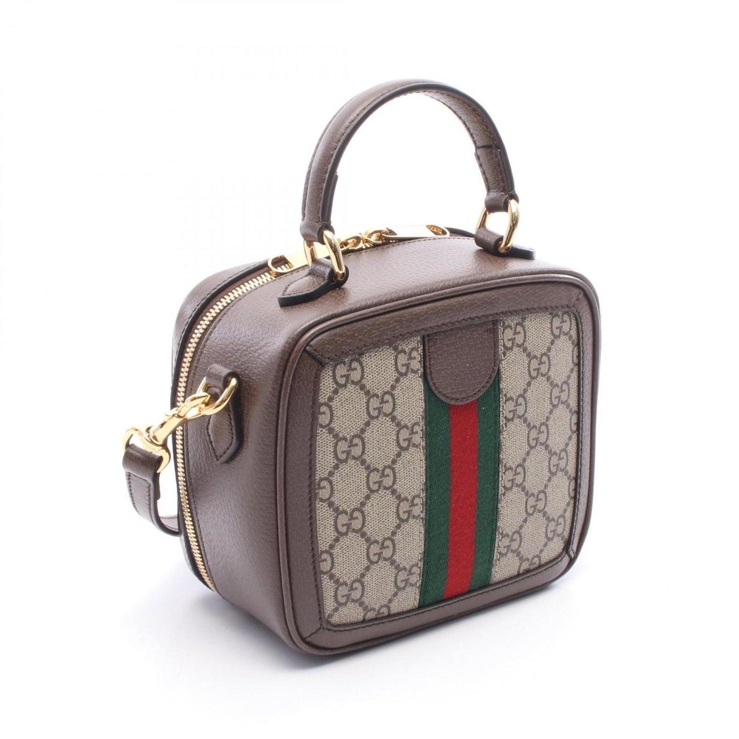 Gucci Beige Brown Multi-Color Coated Canvas Leather Handbag ( )