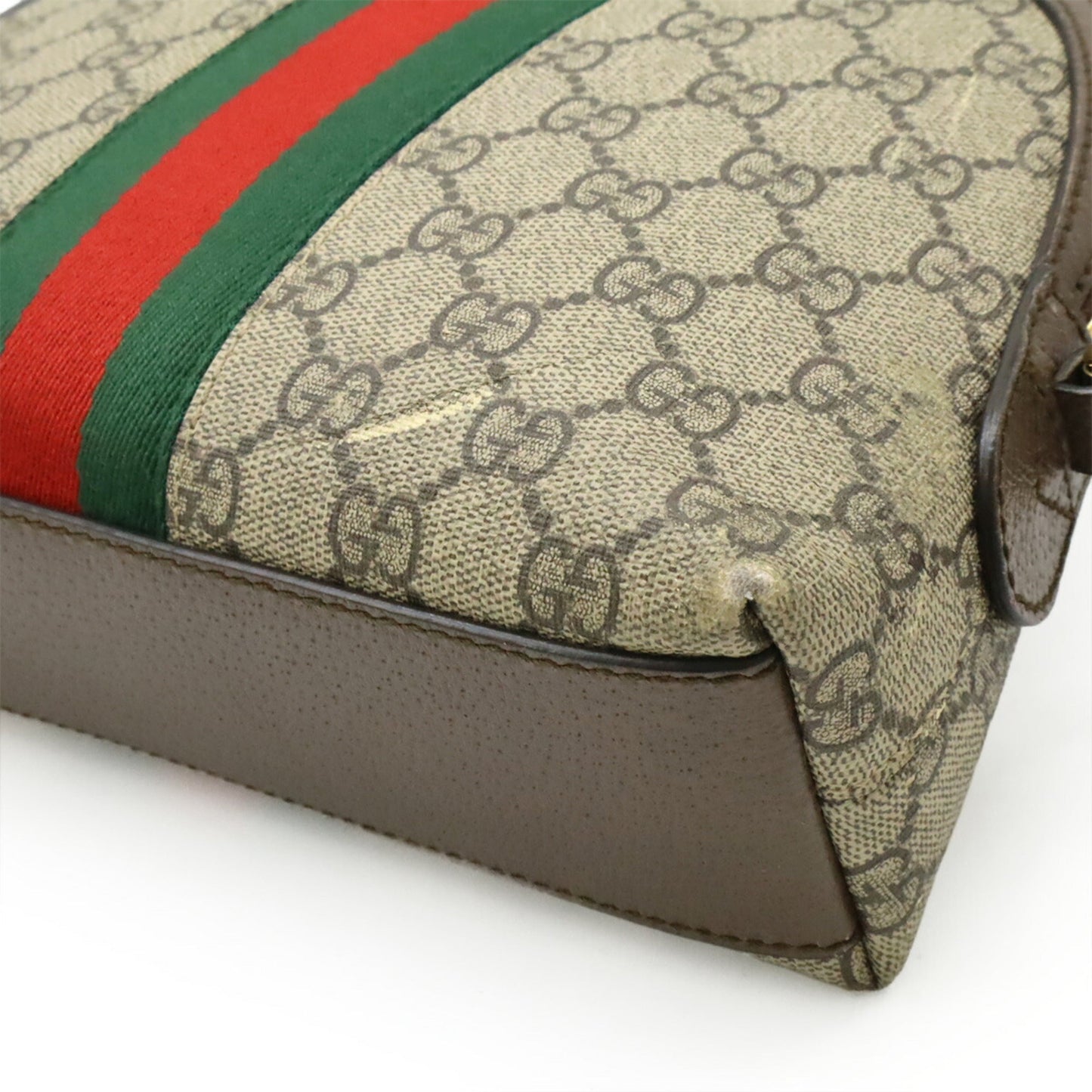 Gucci Beige Brown Green Red Color Gg Supreme Leather Pochette Shoulder Bag ( )