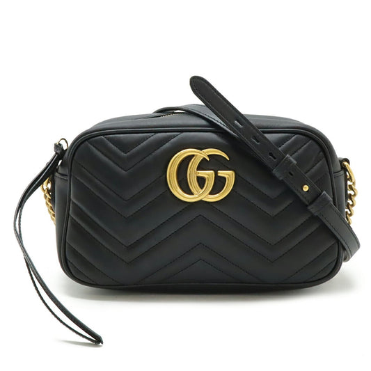 Gucci Gg Marmont Black Leather Pochette Shoulder Bag ( )