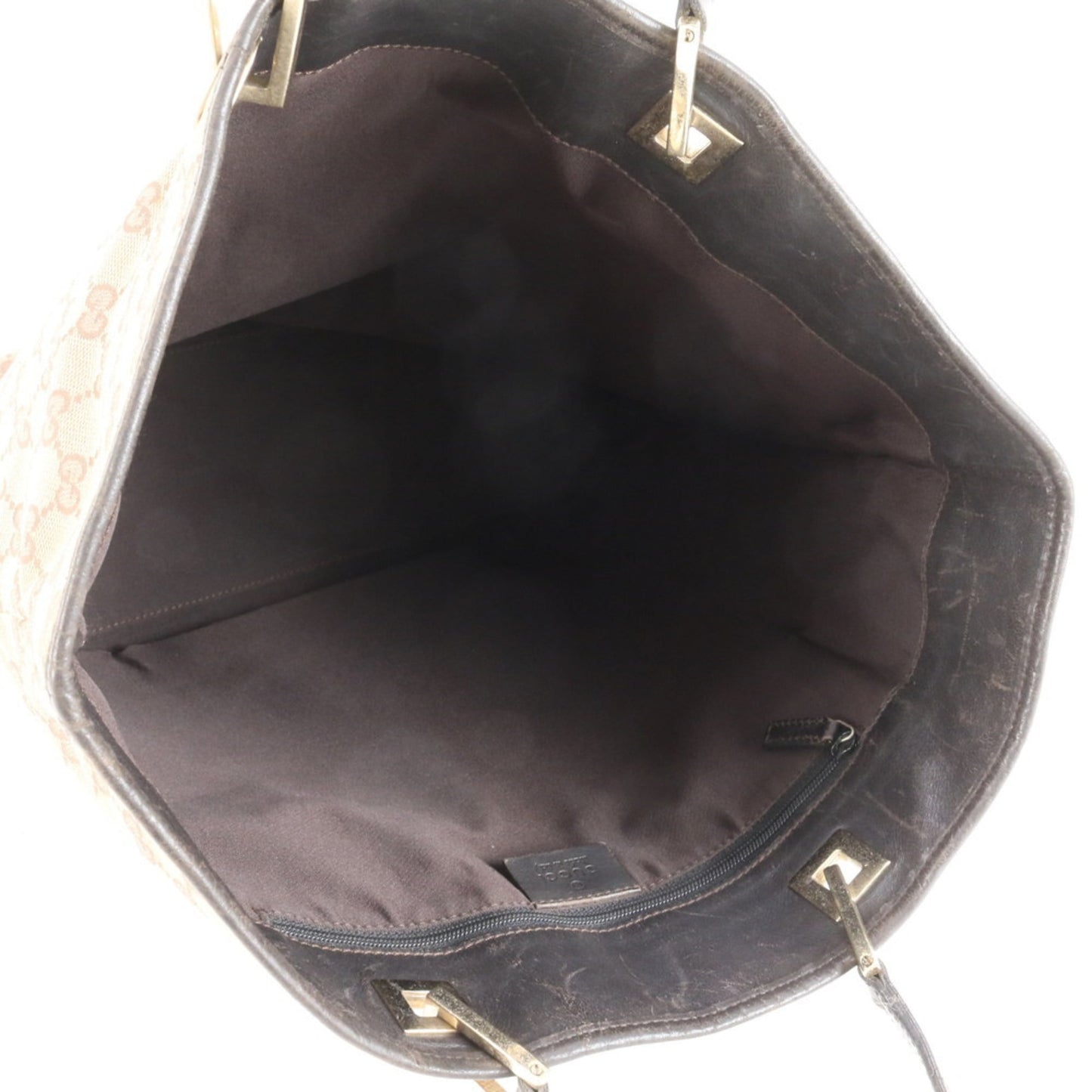 Gucci Brown Leather Canvas Tote Bag ( )