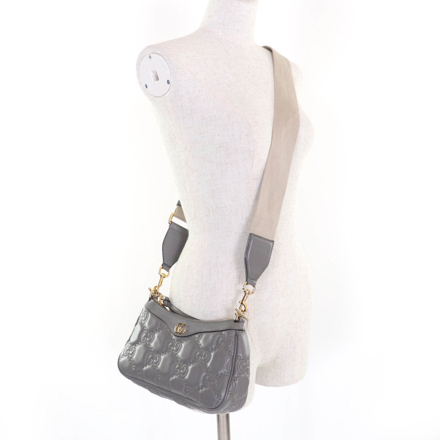 Gucci Gray Leather Handbag Shoulder Bag ( )