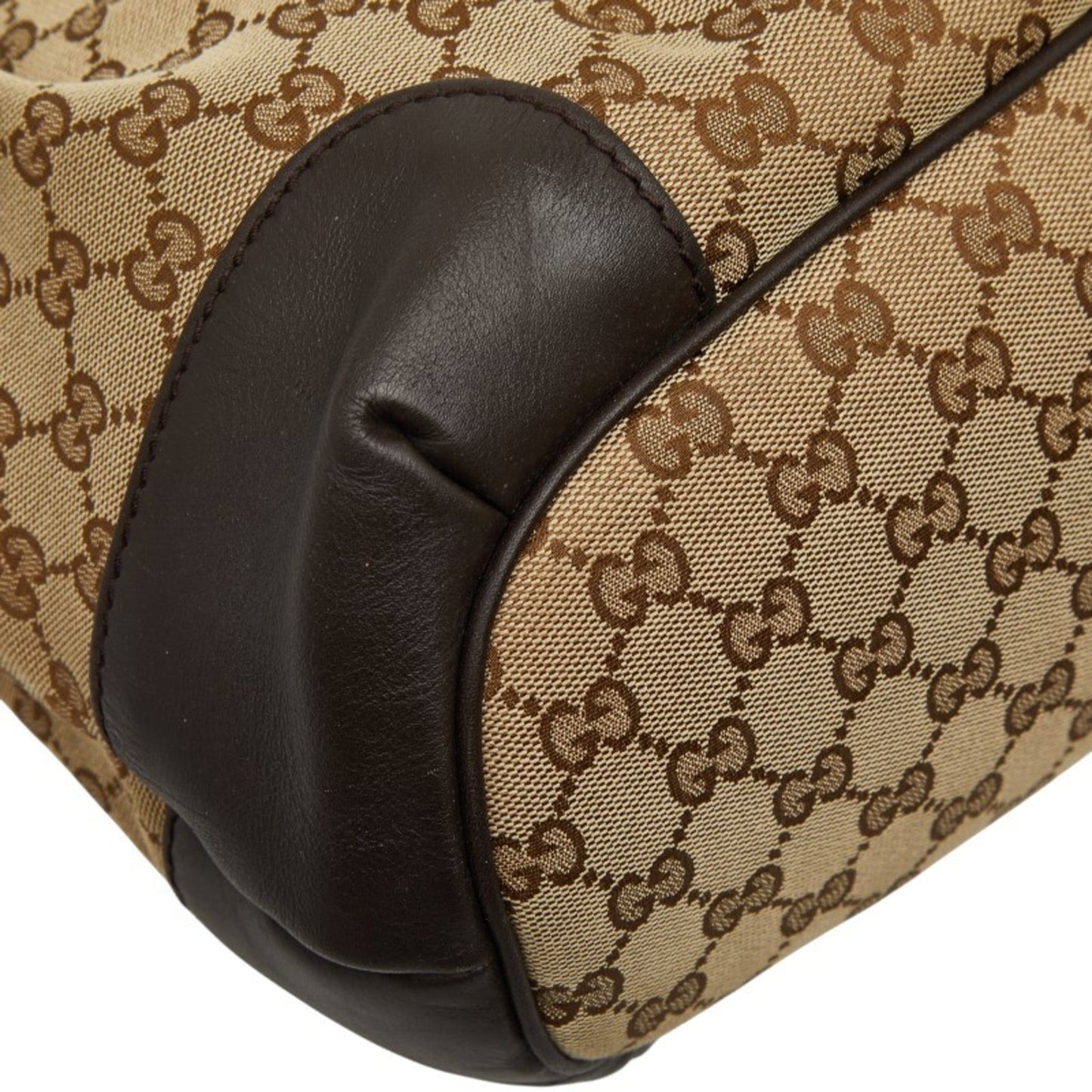 Gucci Beige Brown Canvas Leather Handbag Shoulder Bag ( )