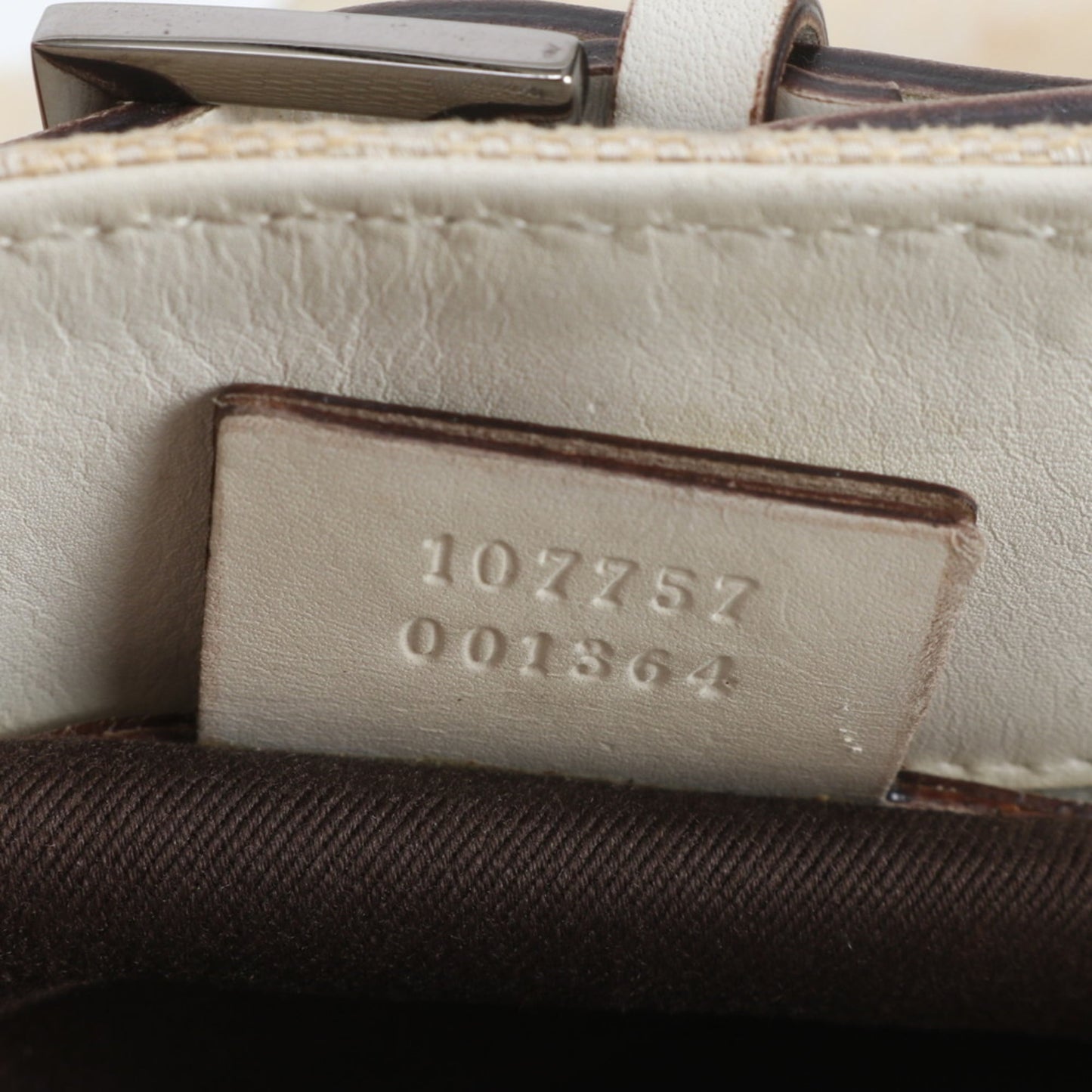 Gucci Ivory Leather Canvas Tote Bag ( )