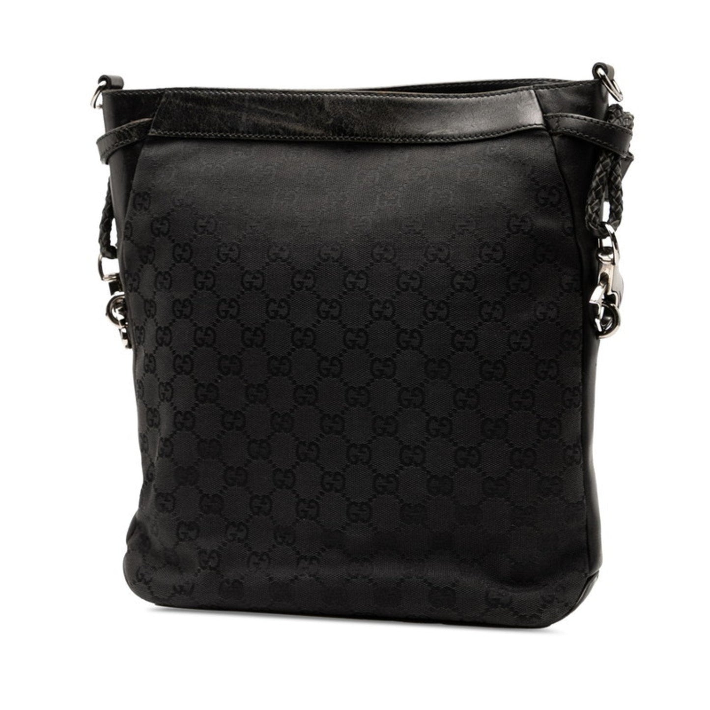 Gucci Black Canvas Leather Shoulder Bag ( )