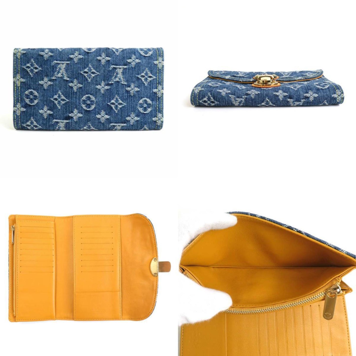 LOUIS VUITTON Bifold Long Wallet Monogram Denim Portefeuille Amelia/Monogram Blue Unisex M95511