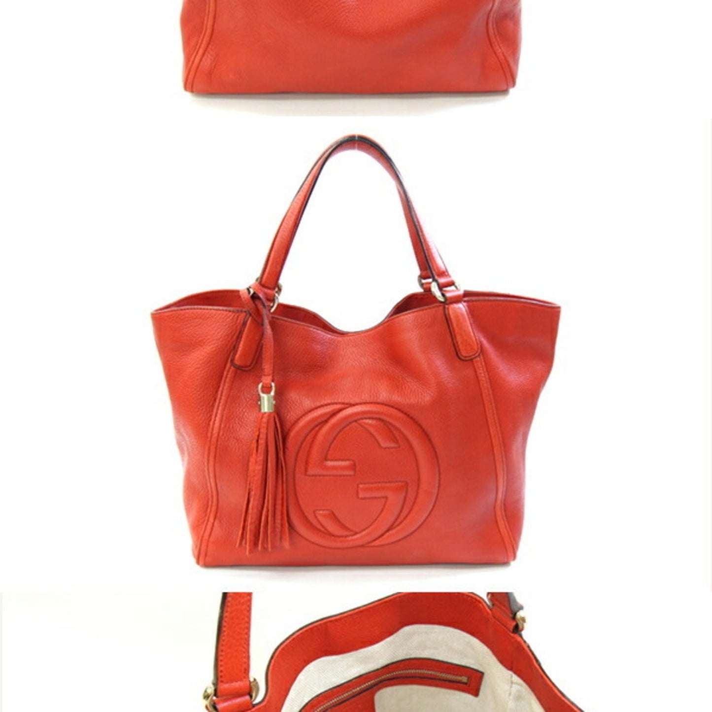 Gucci Soho Red Color Leather Tote Bag ( )