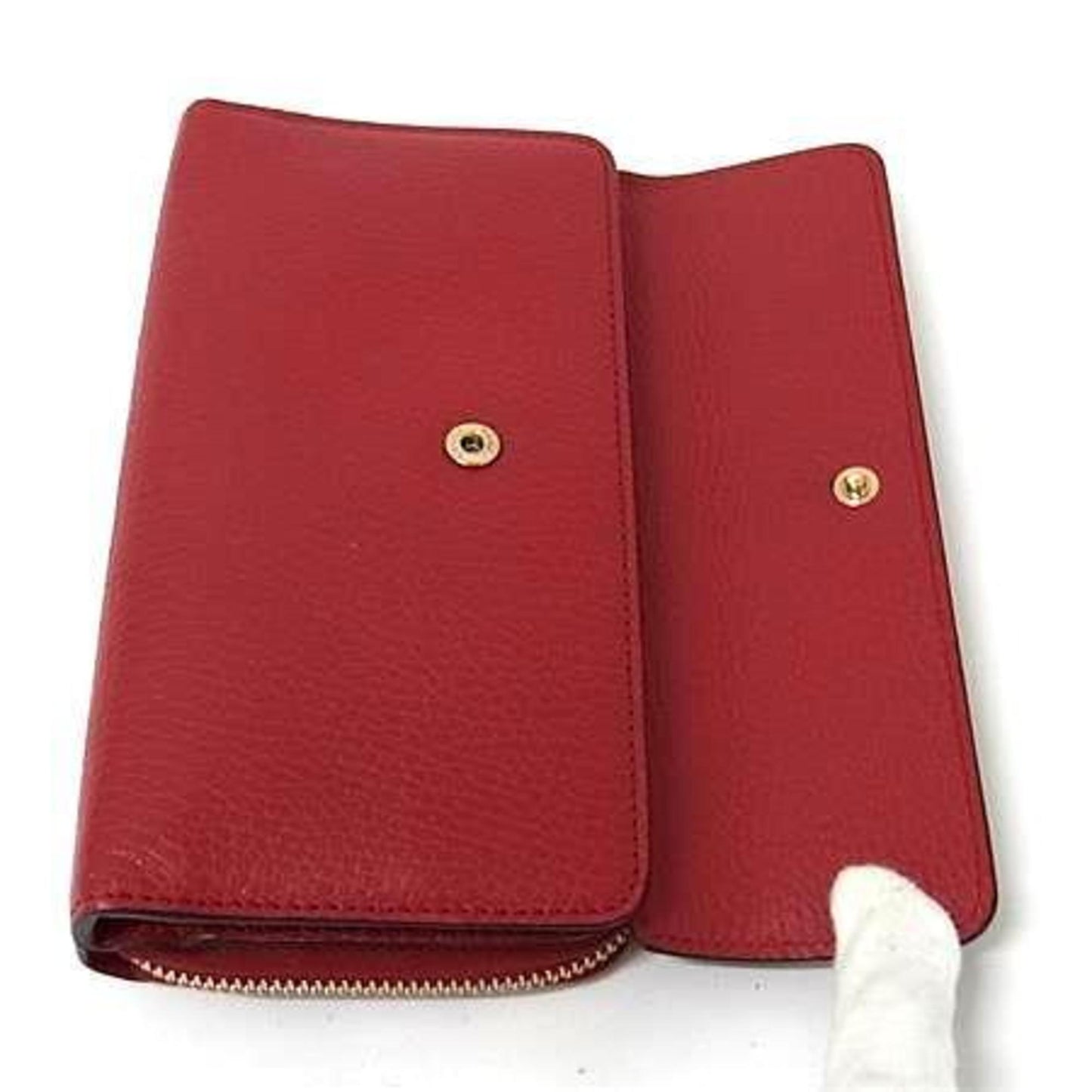 Gucci Red Color Leather Long Wallet (Tri-Fold) ( )