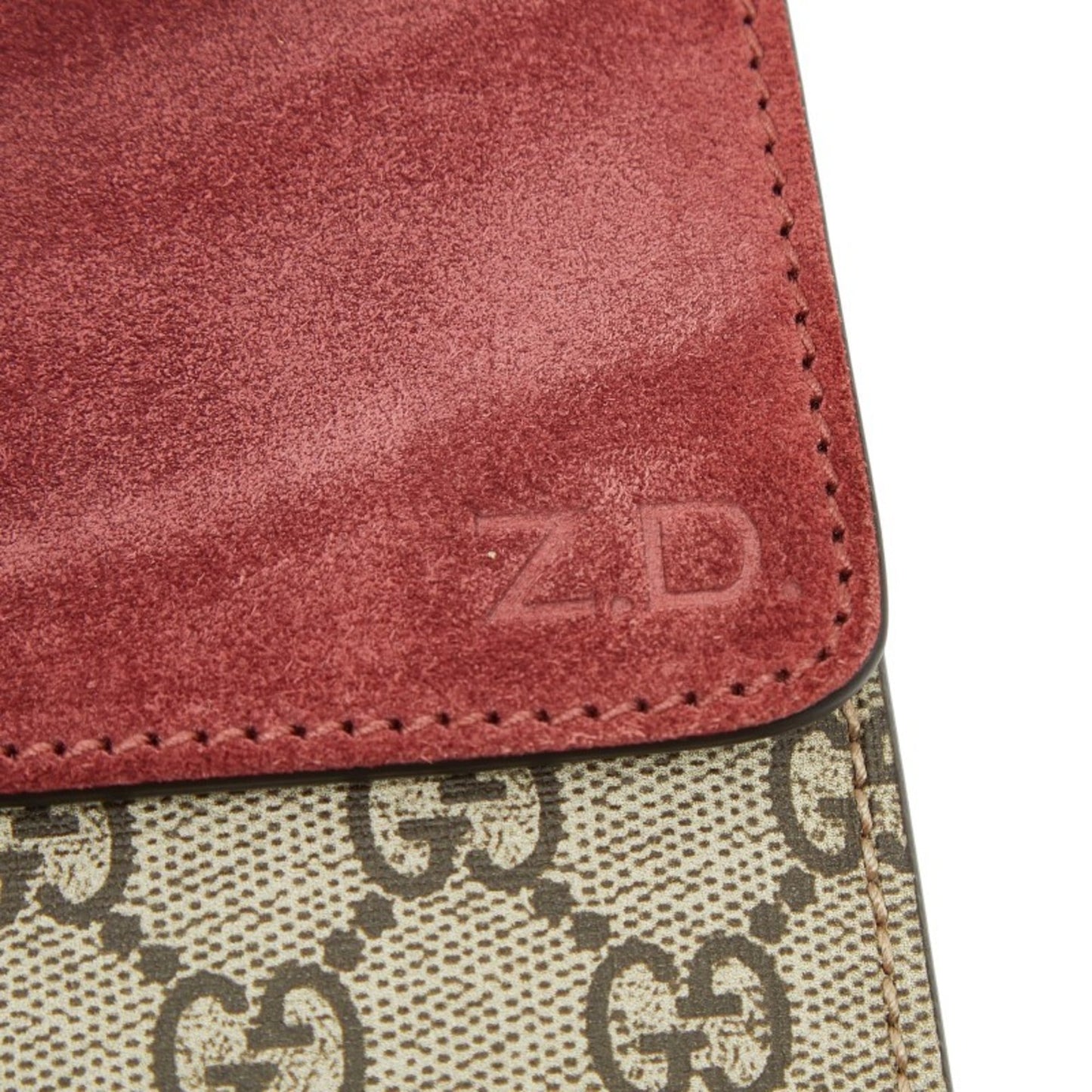 Gucci Beige Red Color Pvc Suede Shoulder Bag ( )
