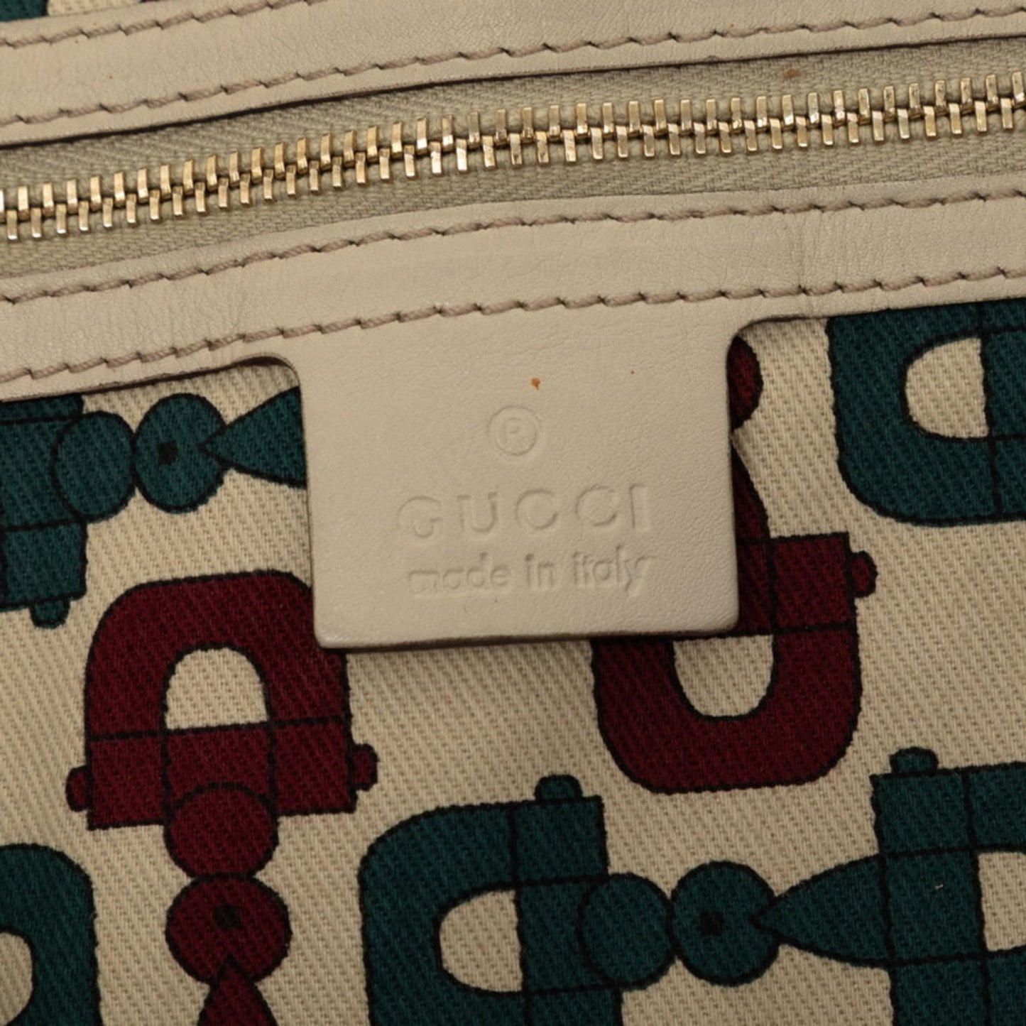 Gucci Beige Ivory Straw Leather Handbag Tote Bag ( )