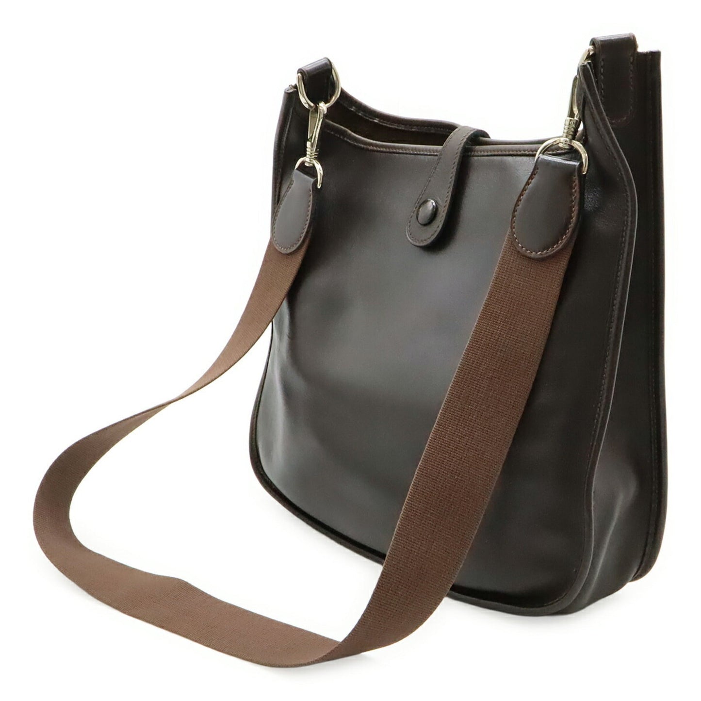 Hermes Dark Brown Evercalf Leather Shoulder Bag ( )