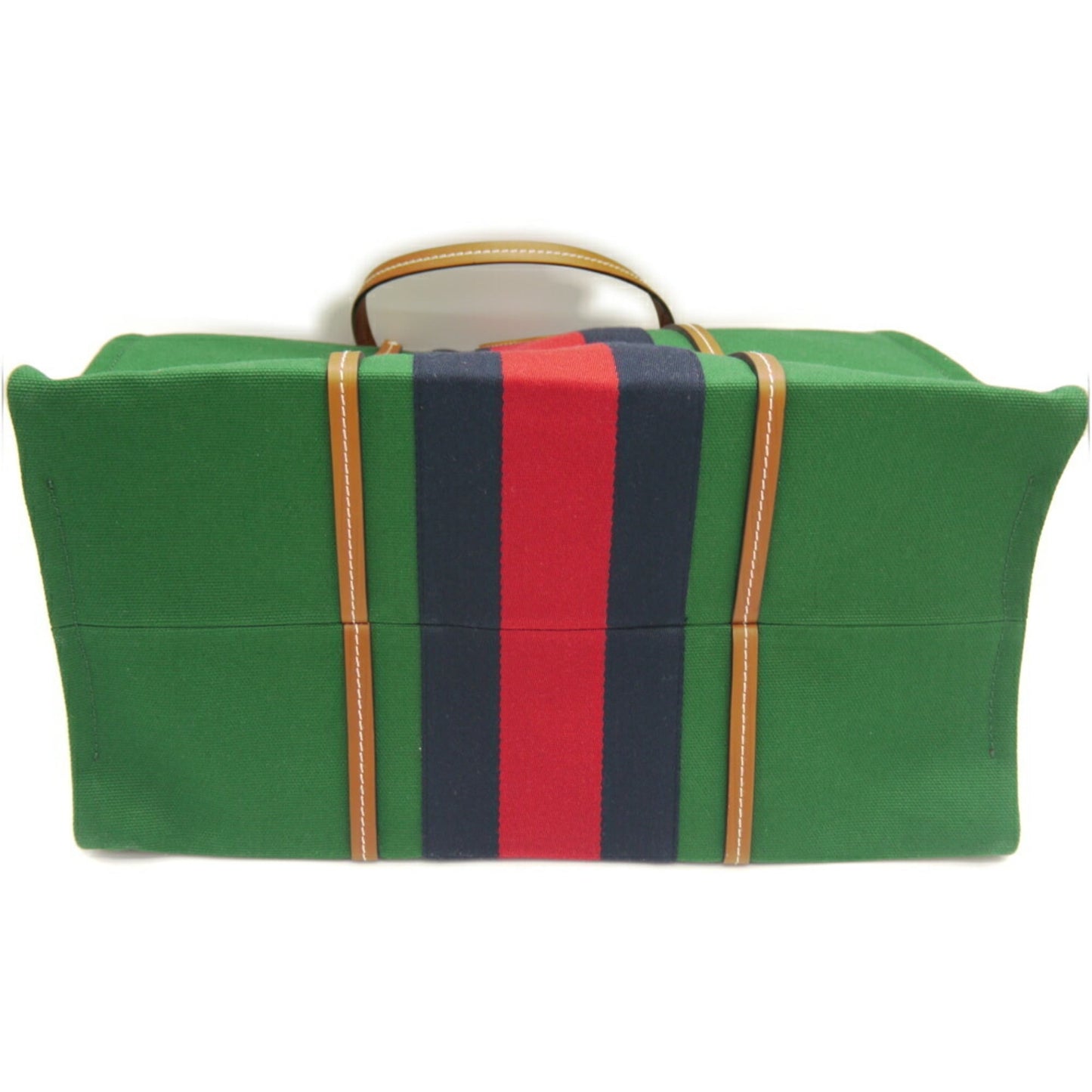 Gucci Green Canvas Leather Shoulder Bag Tote Bag ( )