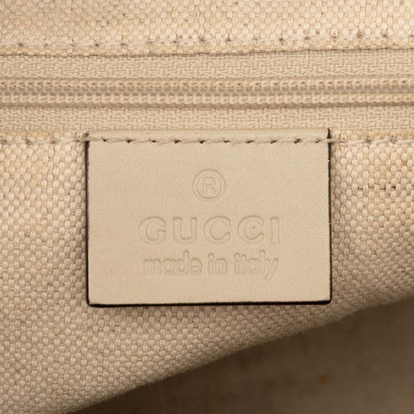 Gucci Beige White Canvas Leather Handbag Shoulder Bag ( )