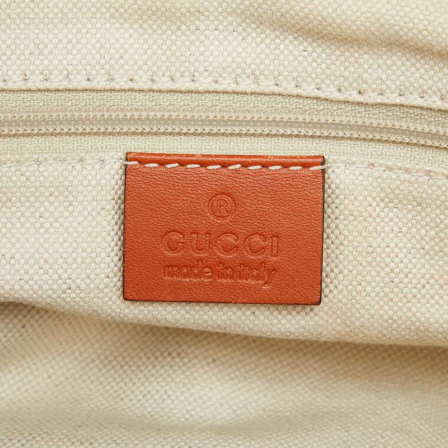 Gucci Beige Orange Canvas Leather Handbag Shoulder Bag ( )