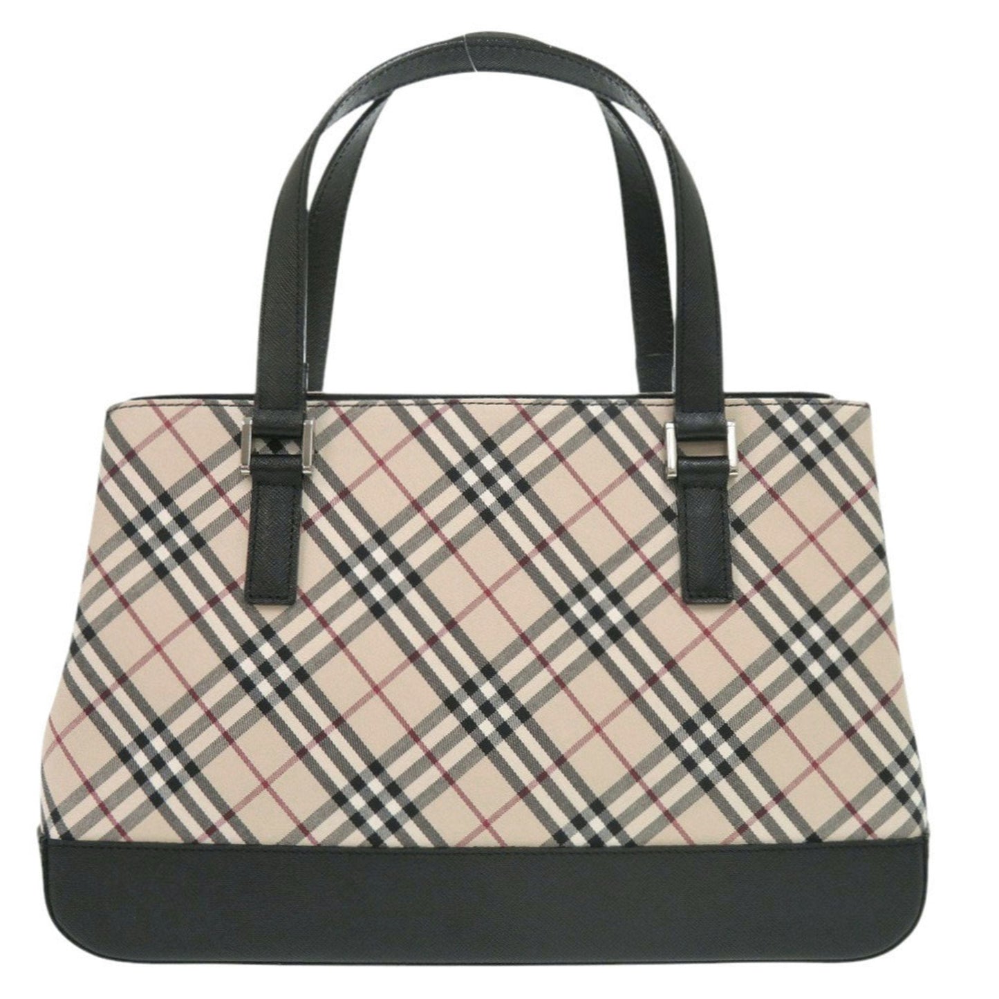Burberry Beige Black Nylon Canvas Leather Handbag ( )