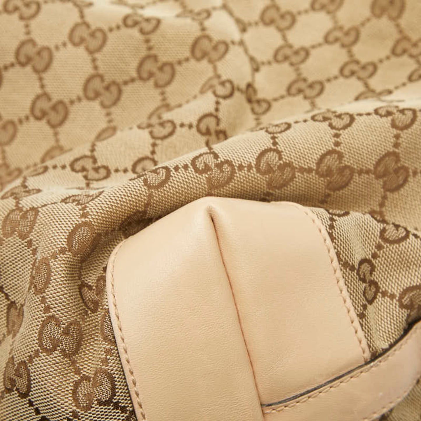 Gucci Gg Canvas Beige Brown Gg Canvas Leather Tote Bag ( )