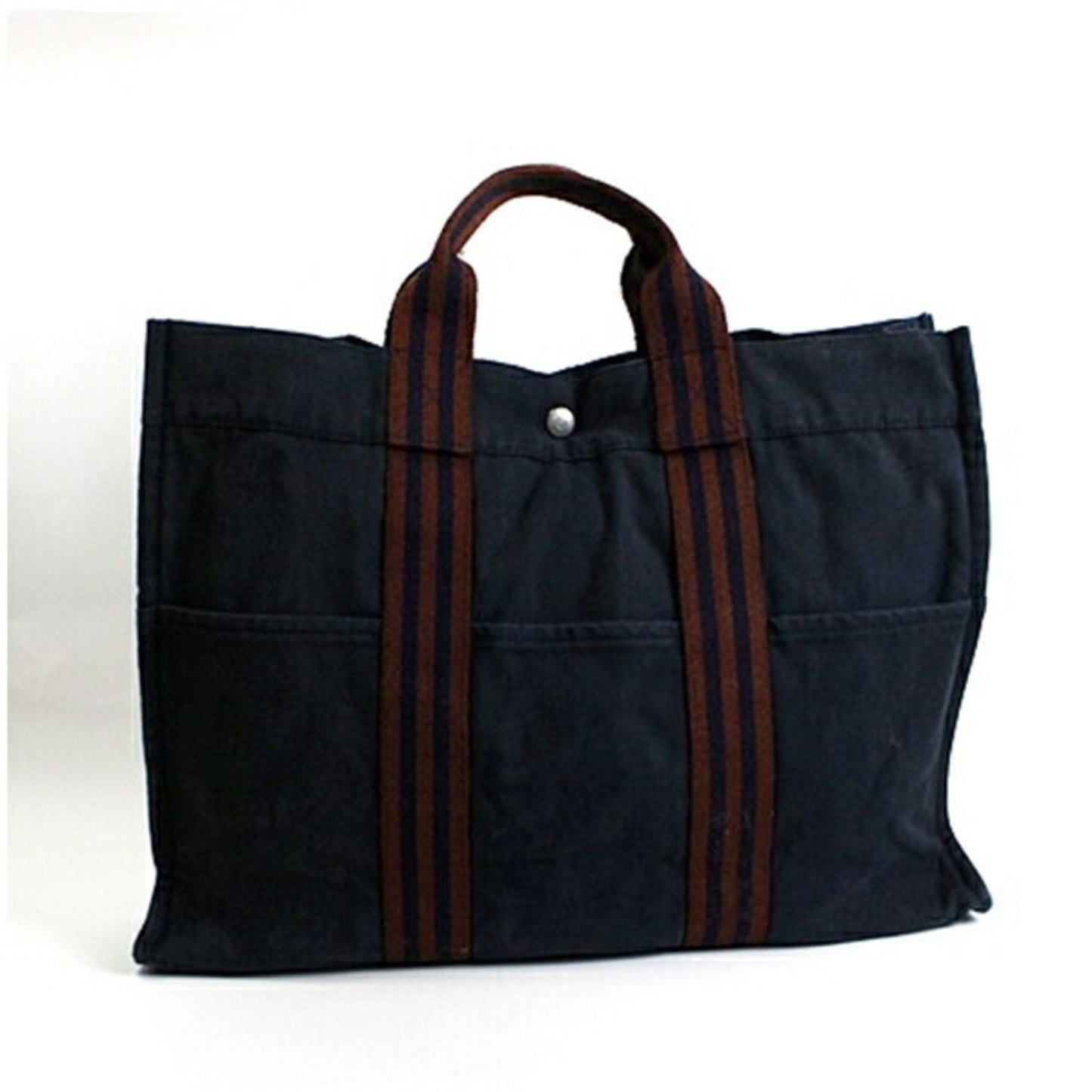 Hermes Navy Canvas Tote Bag ( )