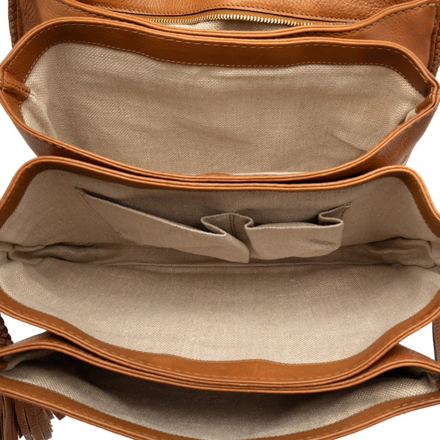 Gucci Beige Brown Canvas Leather Messenger Bag Shoulder Bag ( )