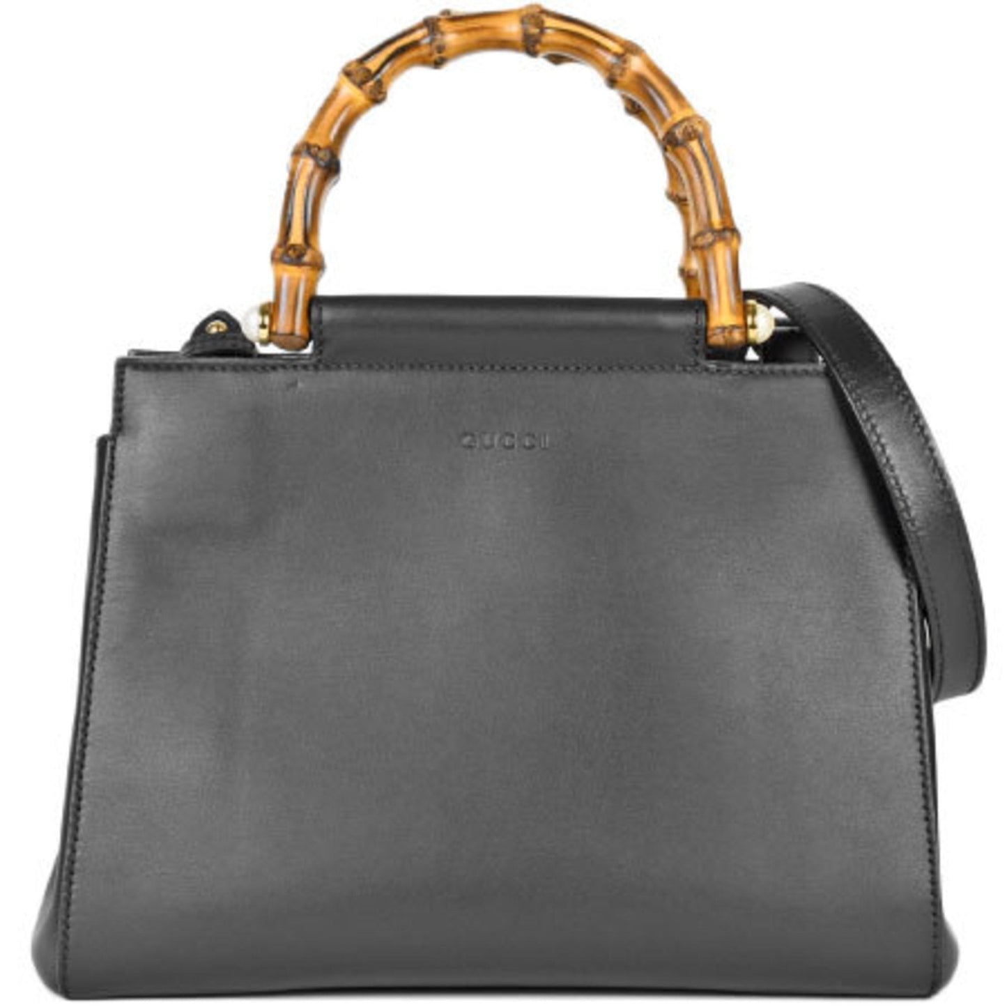 Gucci Bamboo Black Leather Shoulder Bag Style 8