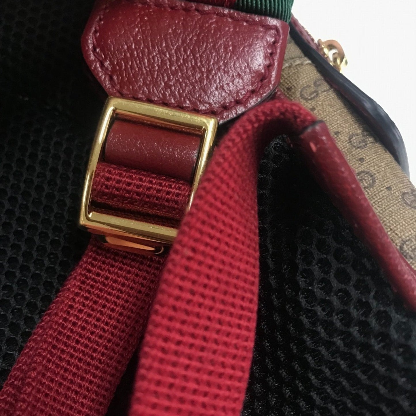 Gucci Beige Red Color Pvc Leather Backpack ( )