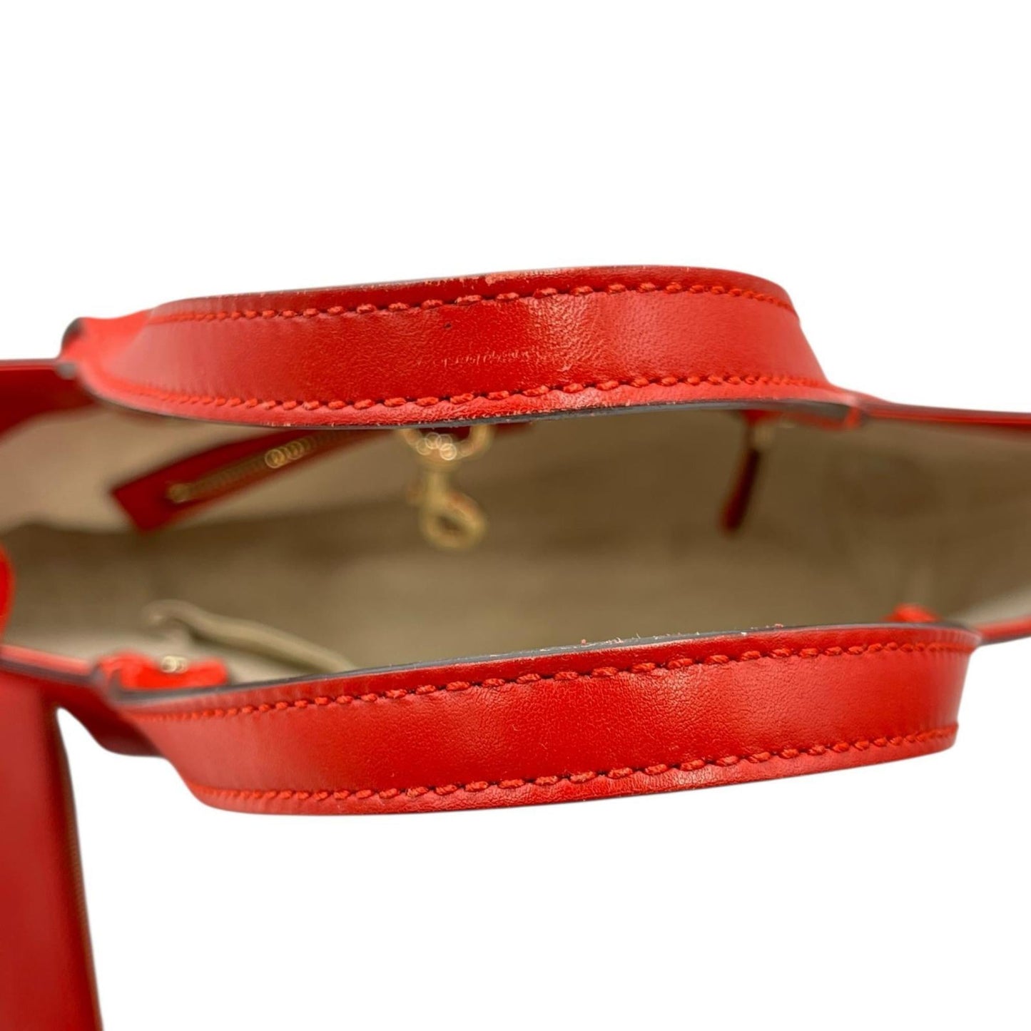 Gucci Red Color Leather Pouch Tote Bag ( )