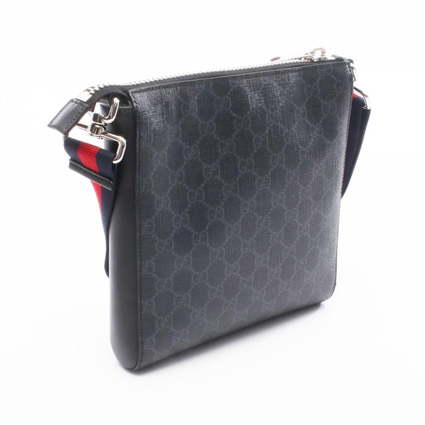 Gucci Black Gray Gg Supreme Leather Messenger Bag Shoulder Bag ( )
