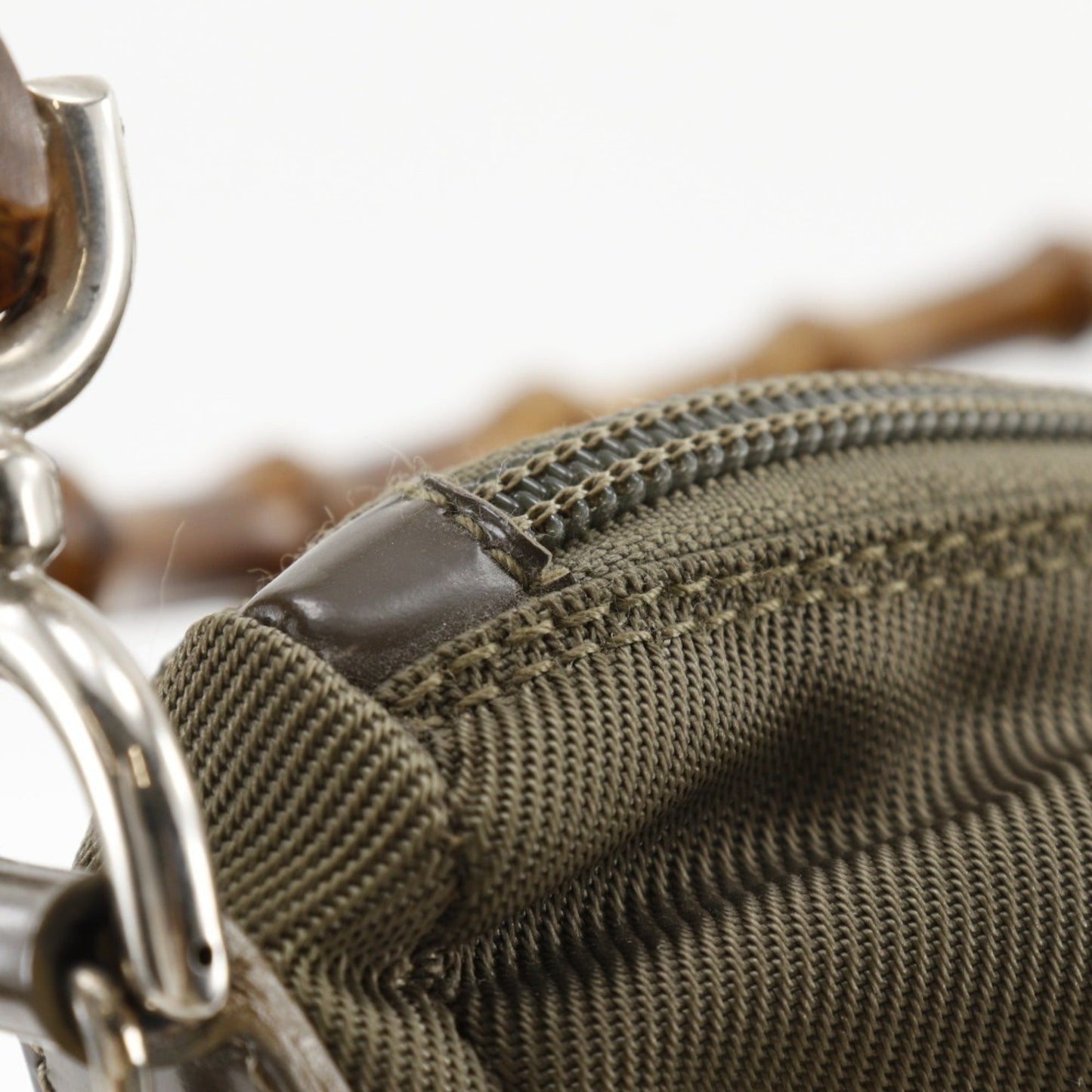 Gucci Khaki Nylon Canvas Shoulder Bag ( )