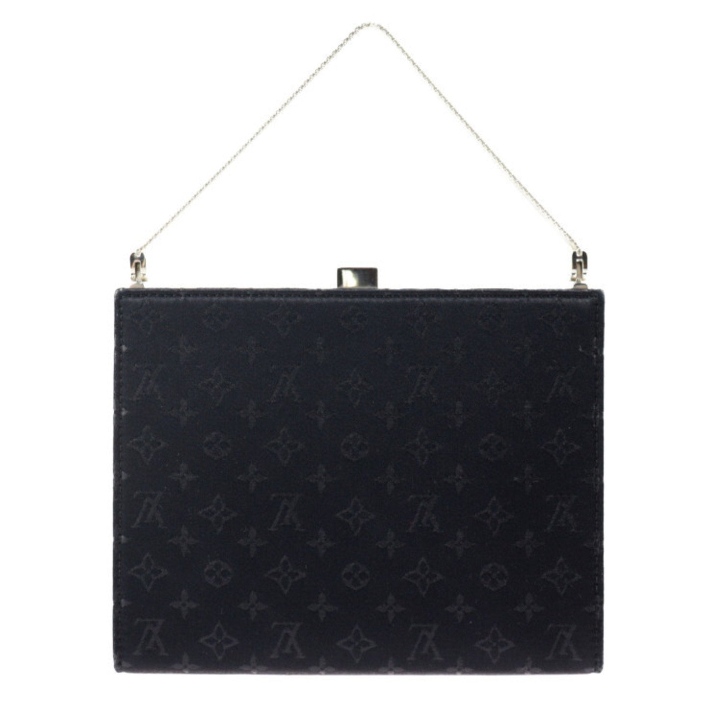 LOUIS VUITTON Ange MM handbag M92101 monogram satin black silver metal fittings purse