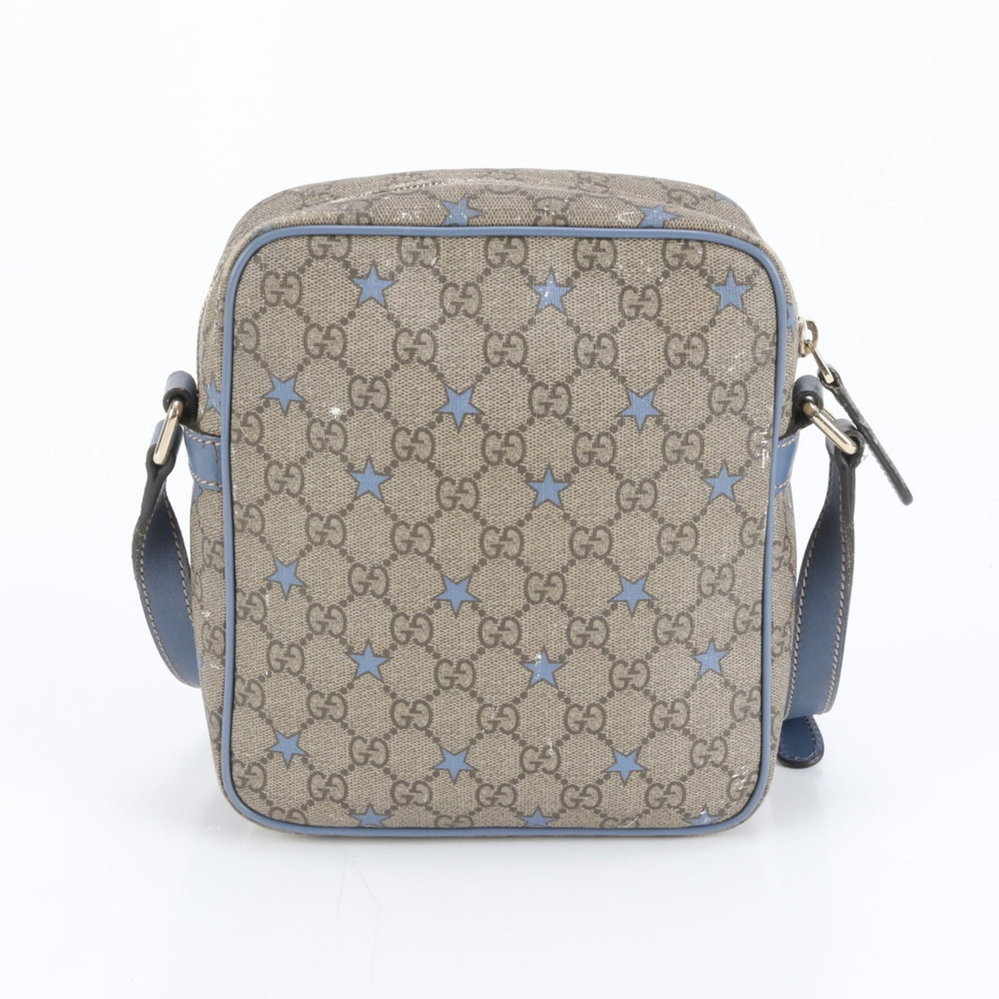 Gucci Blue Brown Leather Coated Canvas Shoulder Bag ( )