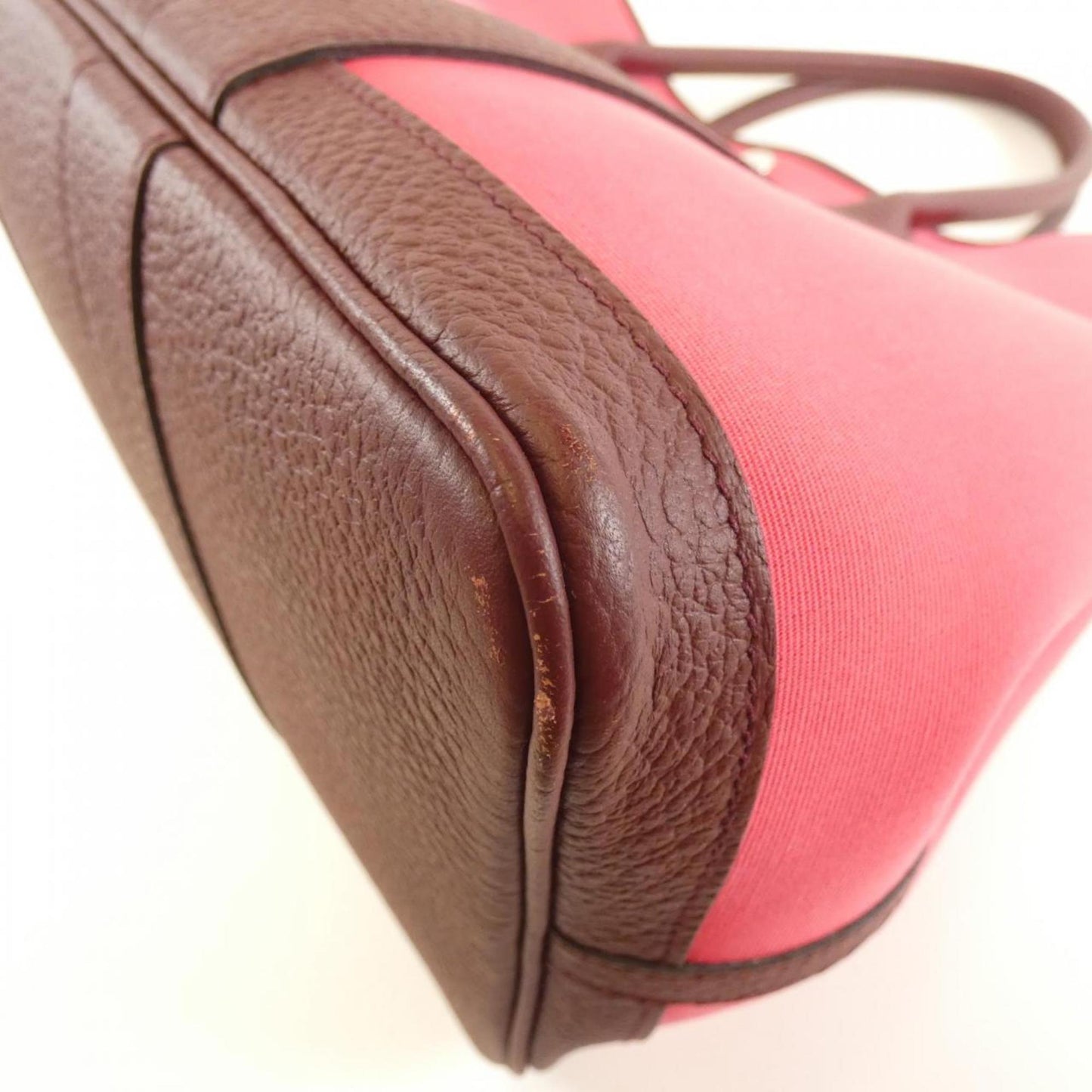 Hermes Bordeaux Pink Toile Officier Country Leather Handbag ( )