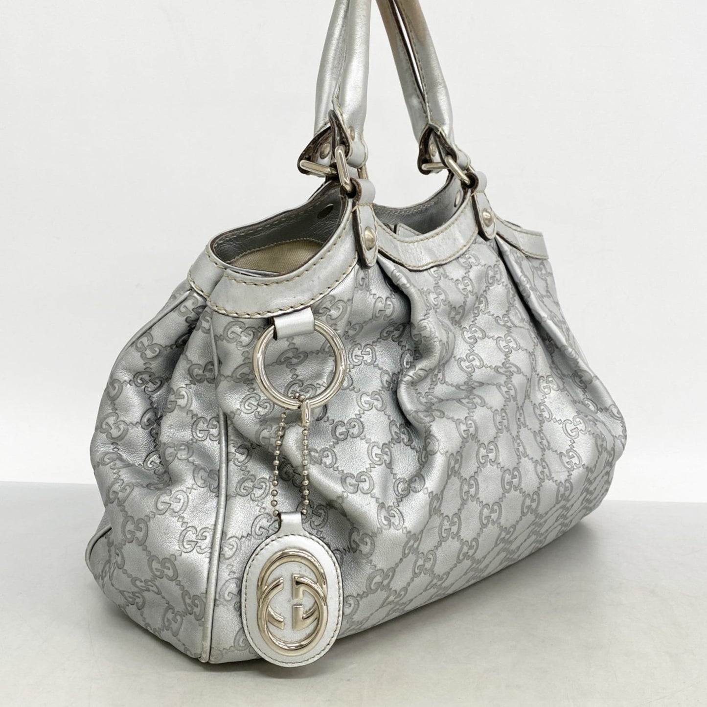 Gucci Silver Leather Handbag ( )