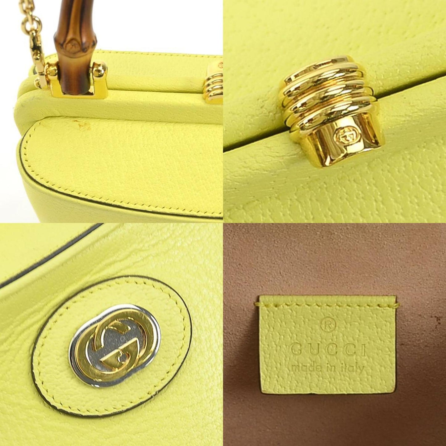 Gucci Yellow Leather Handbag Shoulder Bag ( )