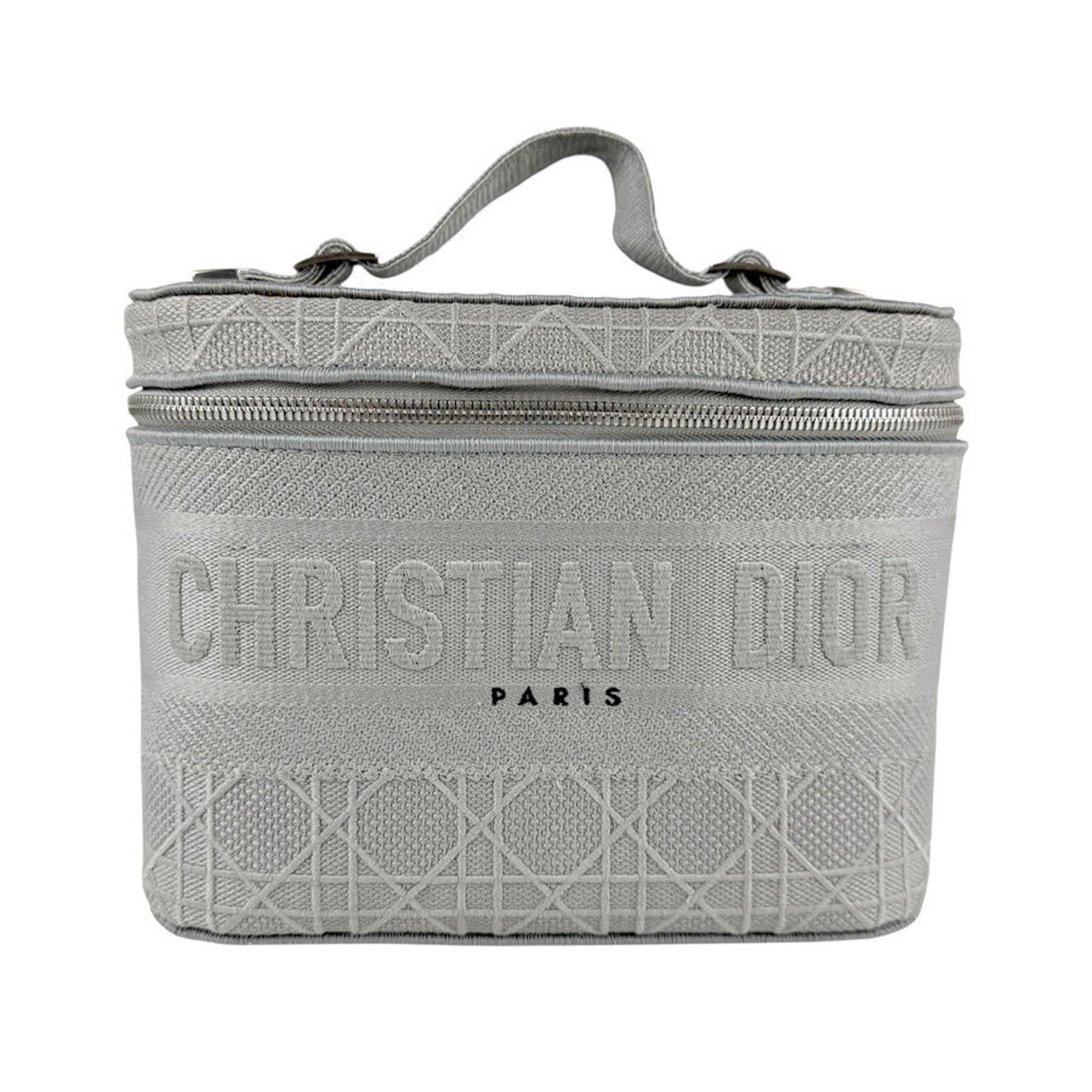 Christian Dior Gray Canvas Handbag Vanity Bag ()