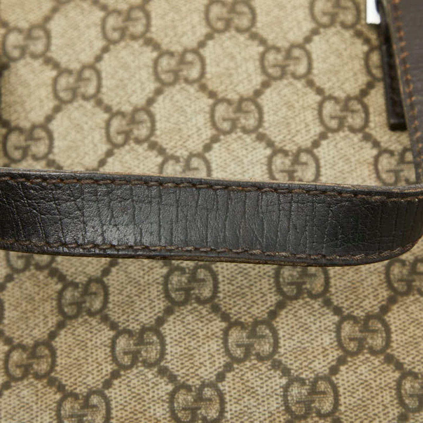 Gucci Beige Brown Pvc Leather Handbag Tote Bag ( )