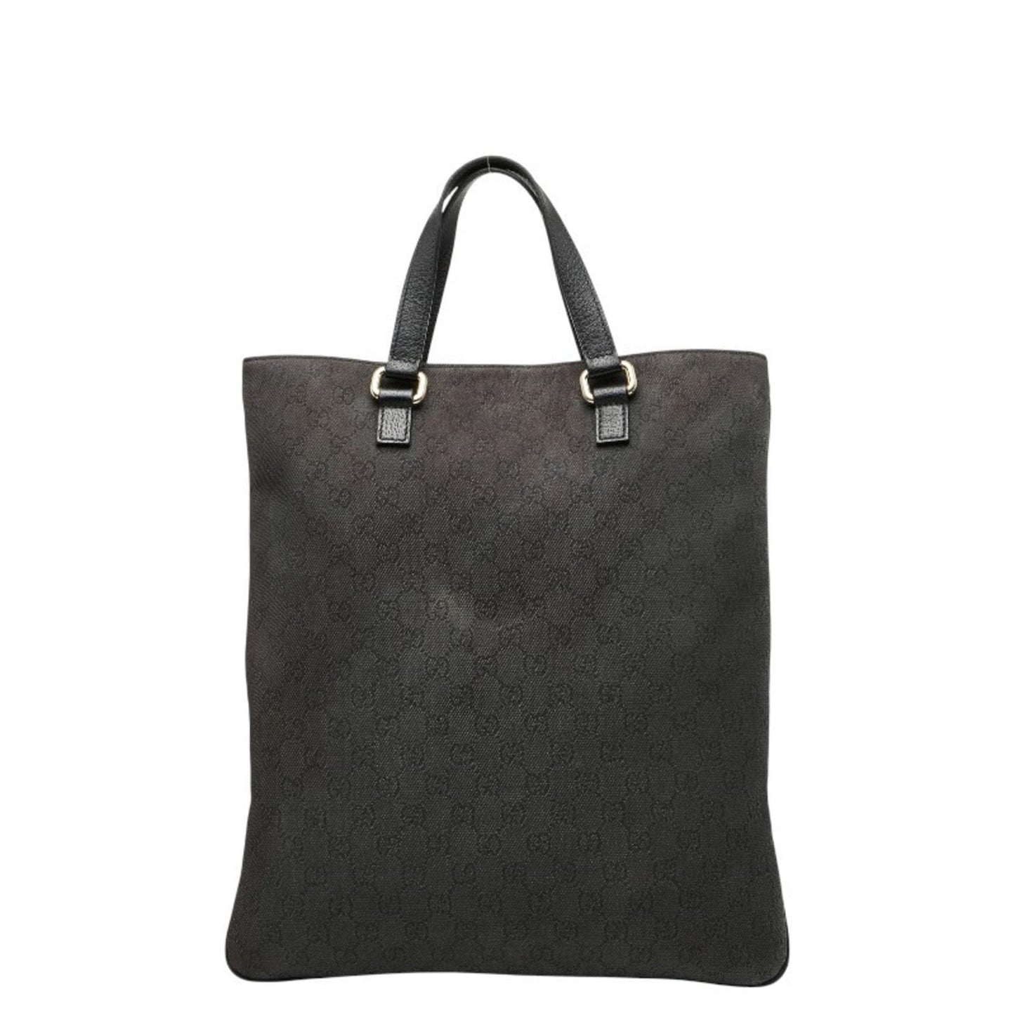 Gucci Black Canvas Leather Shoulder Bag Tote Bag ( )