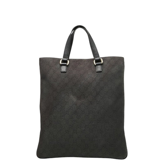 Gucci Black Canvas Leather Shoulder Bag Tote Bag ( )