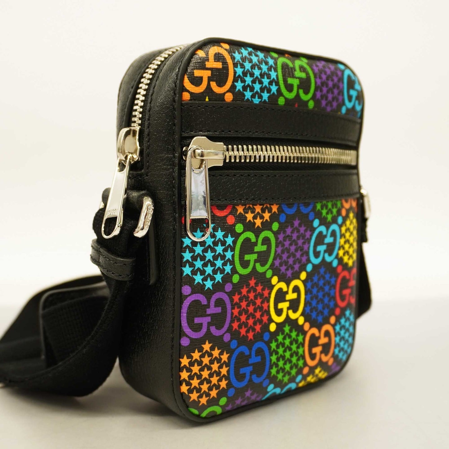 GUCCI Auth  GG Psychedelic 598103 PVC Shoulder Bag Black