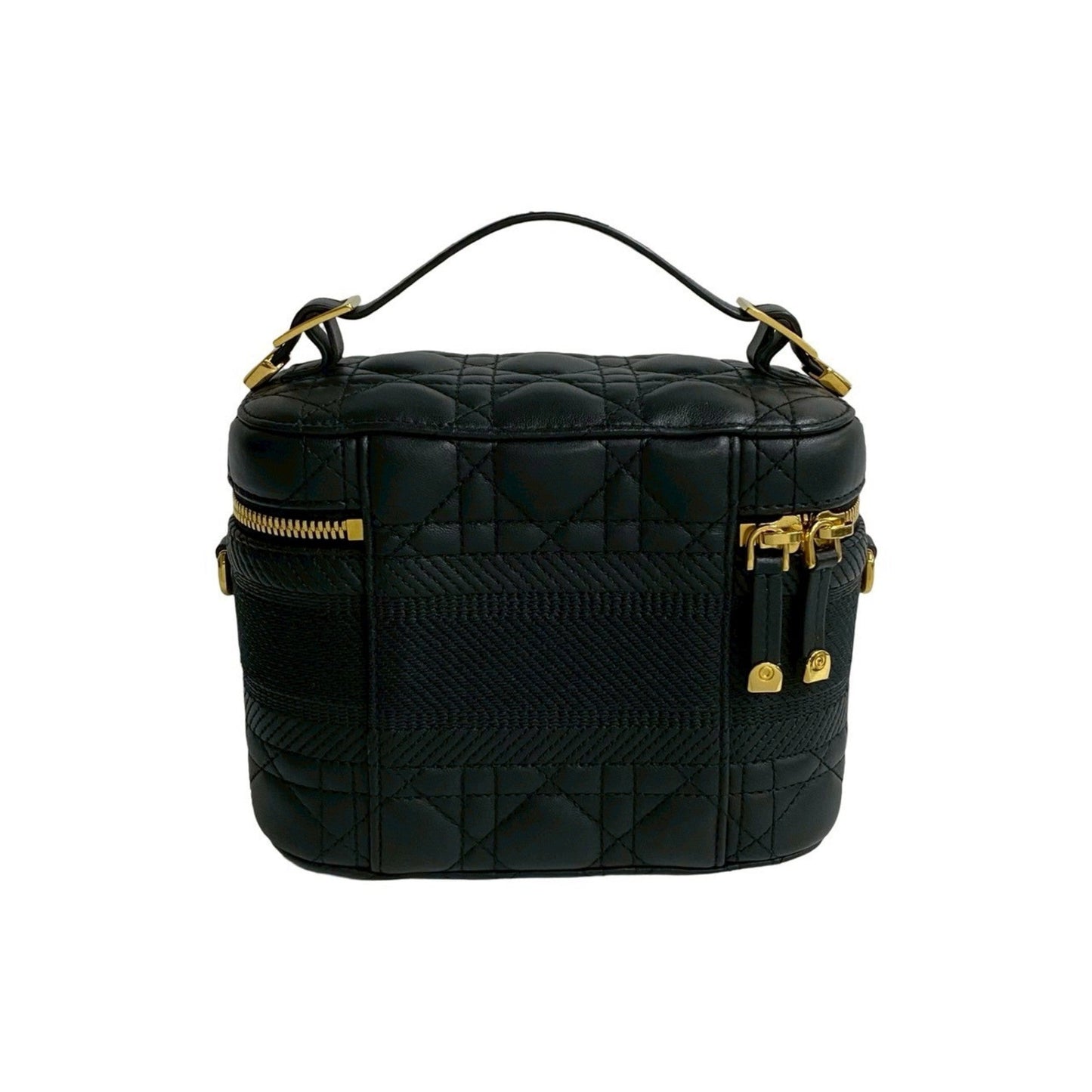Christian Dior Black Leather Handbag Shoulder Bag Vanity Bag ()