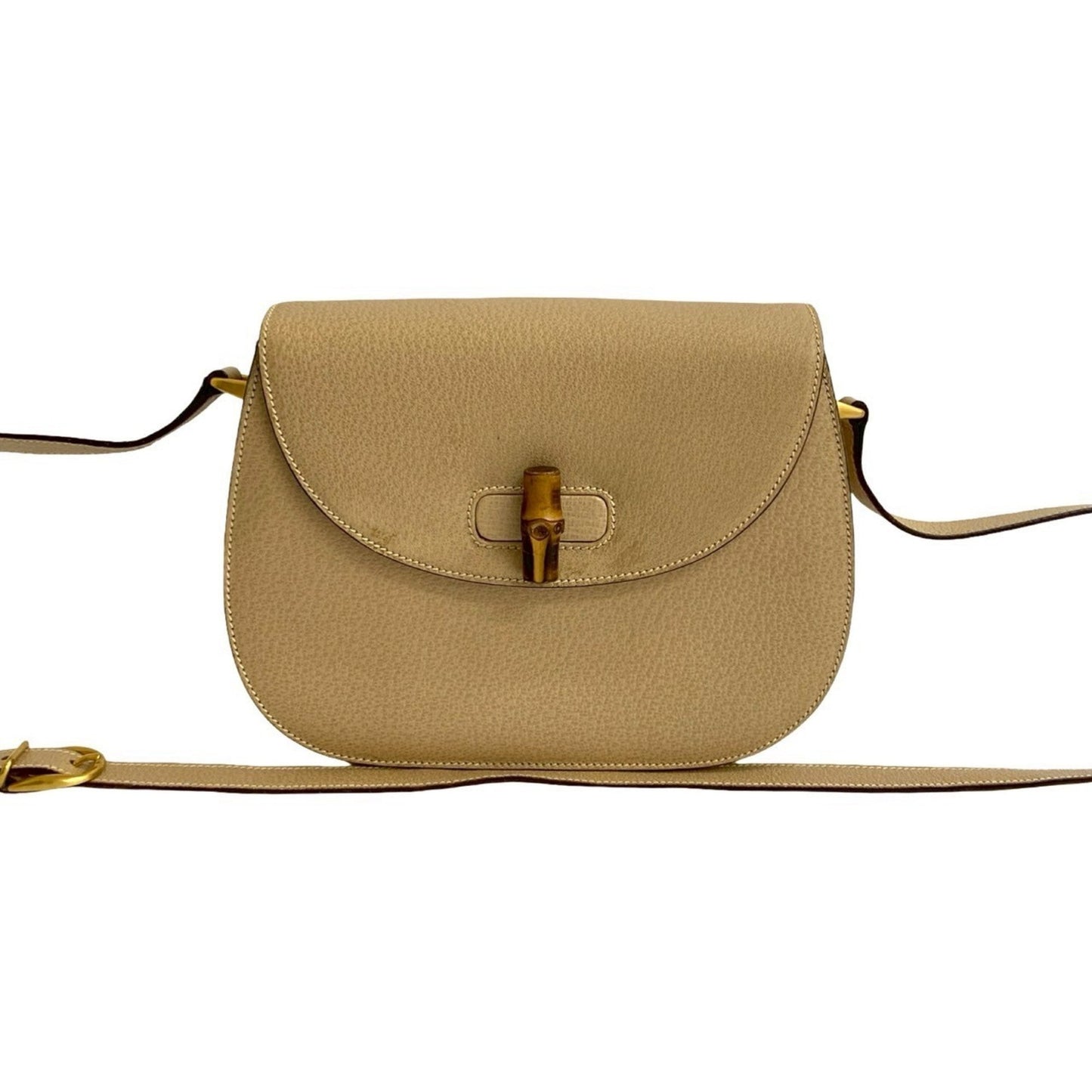 Gucci Beige Leather Bamboo Pochette Shoulder Bag ( )