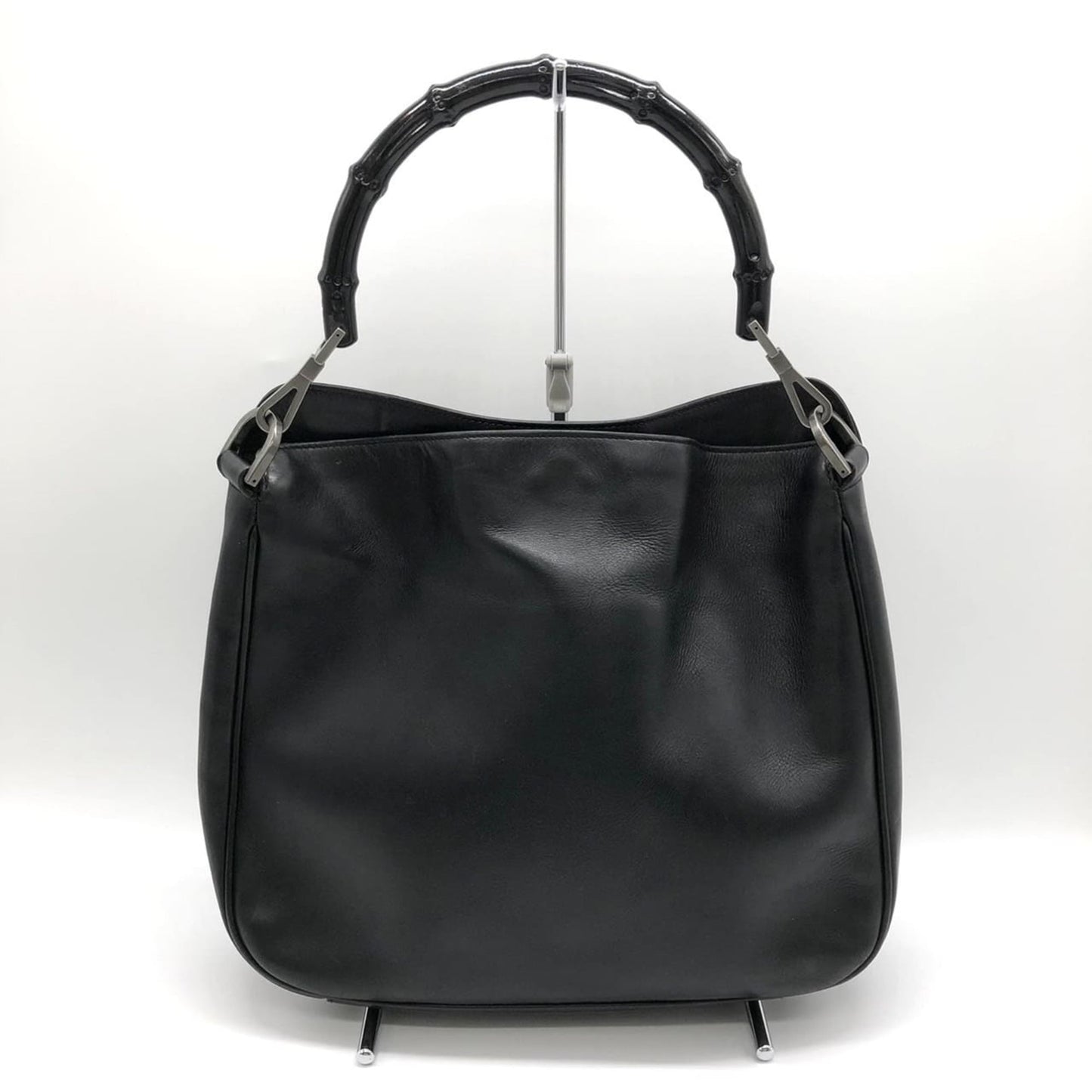 Gucci Black Bamboo Leather Handbag Shoulder Bag ( )