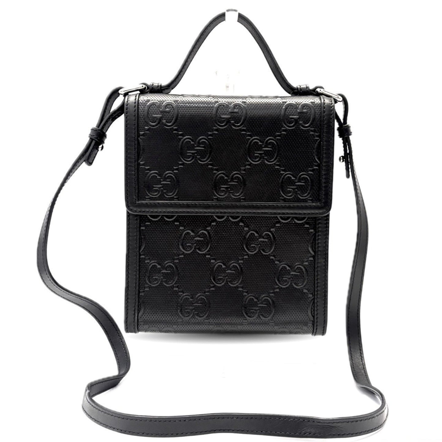 Gucci Black Gg Leather Shoulder Bag ( )