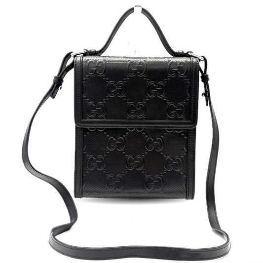 Gucci Black Gg Leather Shoulder Bag ( )