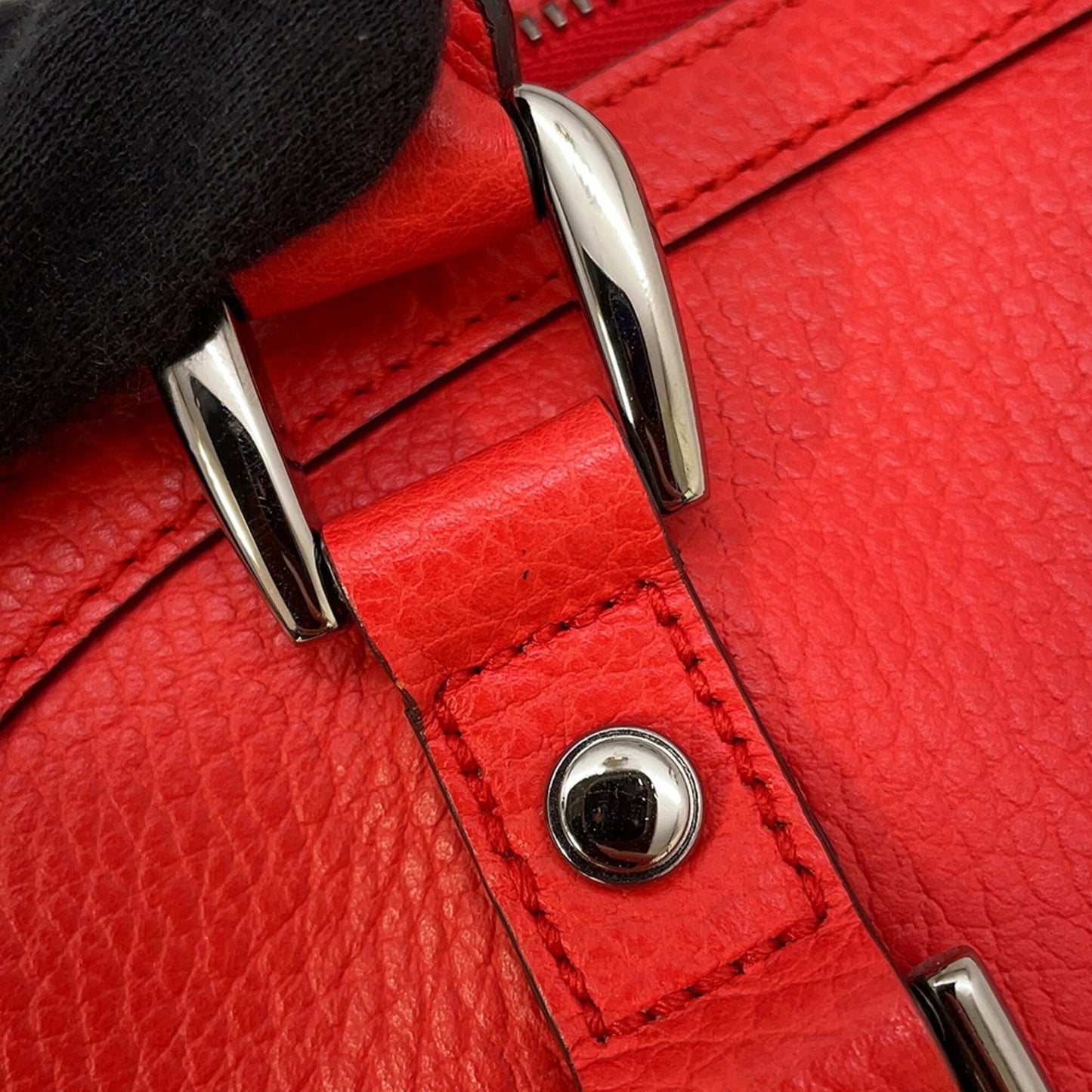 Gucci Red Brown Leather Shoulder Bag Tote Bag ( )