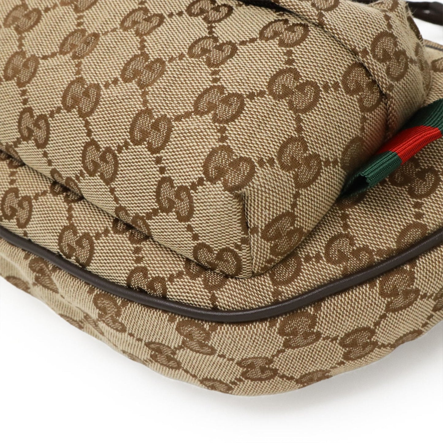 Gucci Beige Dark Brown Canvas Sling Bag ( )