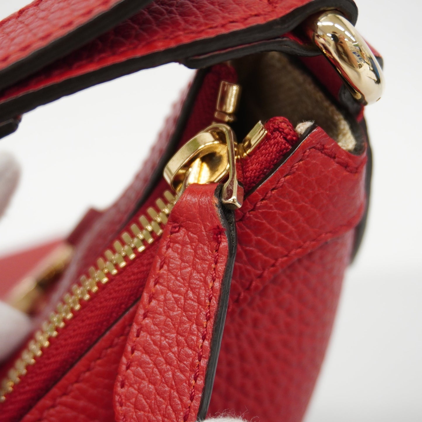 GUCCI Auth  Interlocking G 510302 Women's Leather Shoulder Bag Red Color
