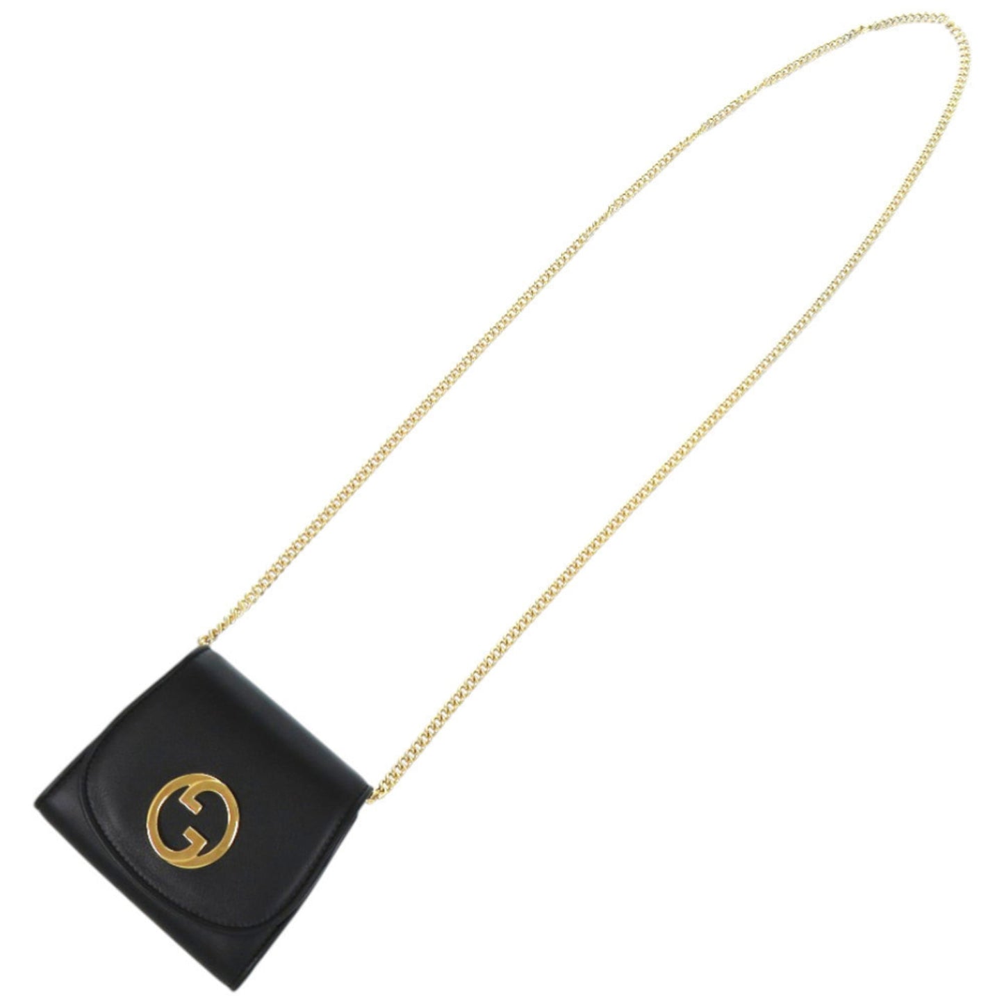 Gucci Black Leather Chain/Shoulder Wallet ( )