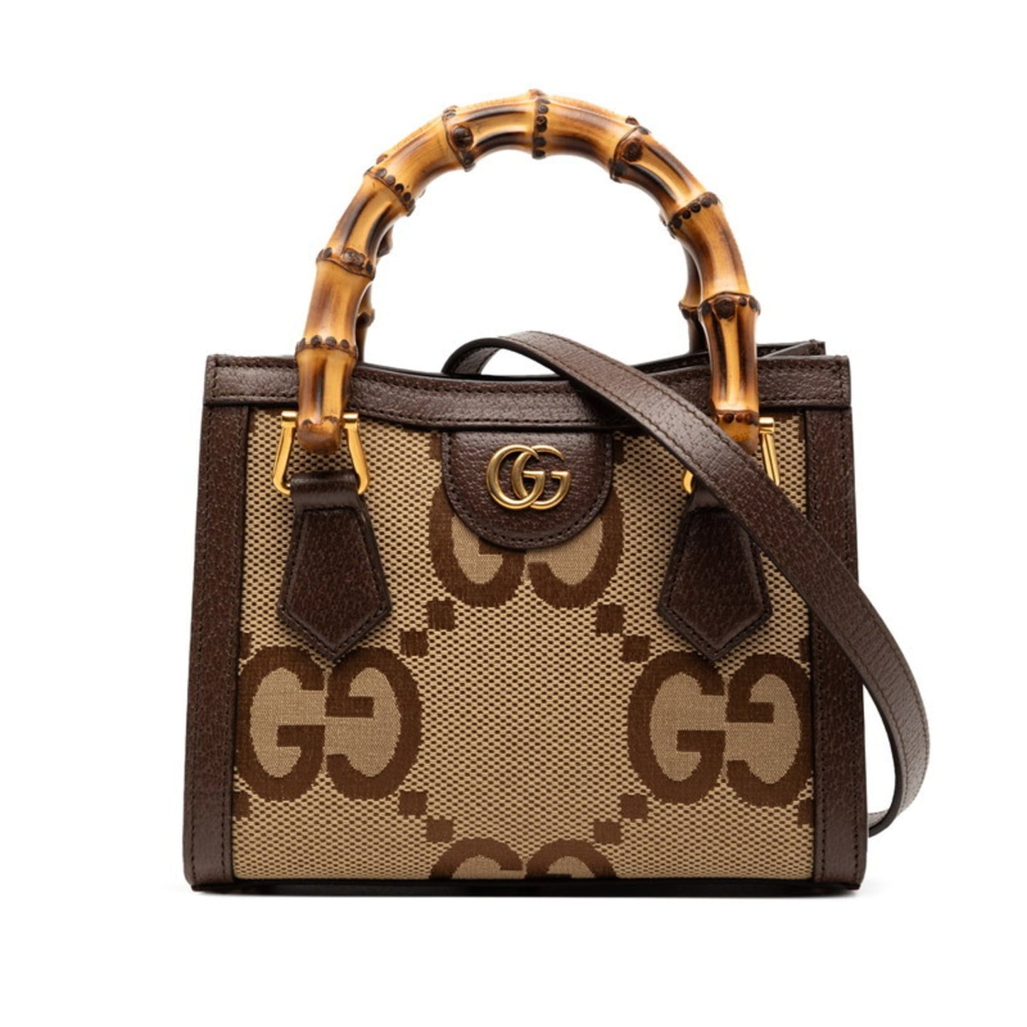Gucci Brown Canvas Leather Handbag Shoulder Bag ( )