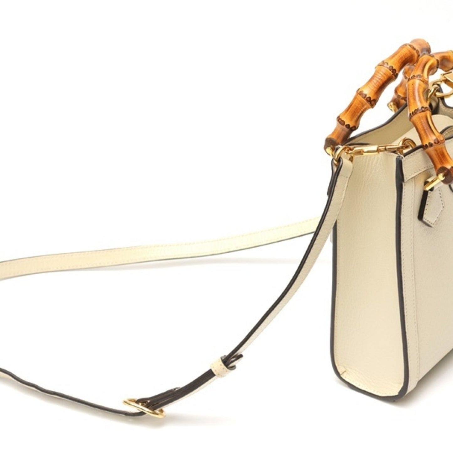 Gucci White Leather Shoulder Bag Tote Bag ( )
