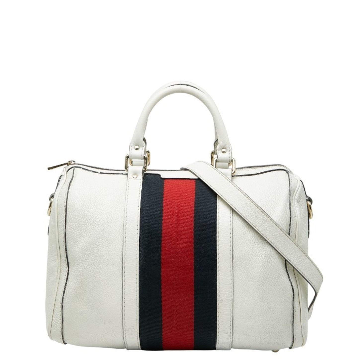 Gucci Beige Red Color Canvas Leather Boston Bag Shoulder Bag ( )