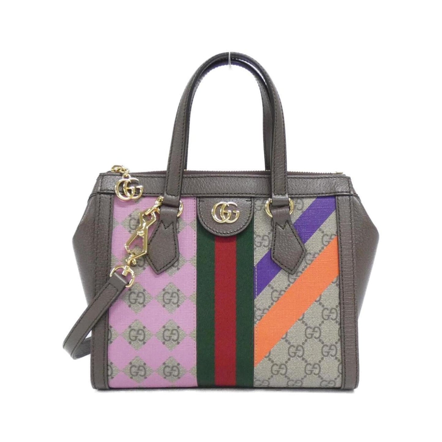 Gucci Beige Brown Multi-Color Gg Supreme Leather Handbag ( )