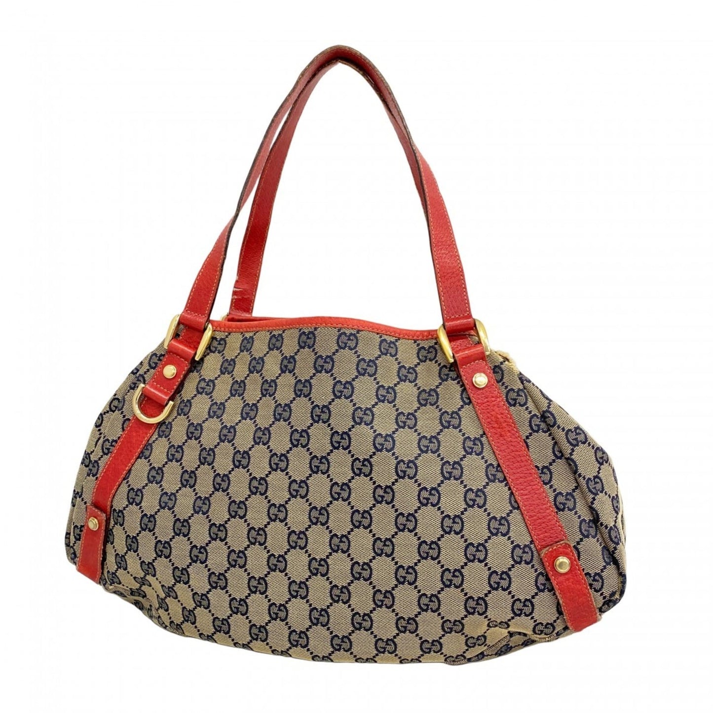 Gucci Beige Navy Red Color Canvas Tote Bag ( )